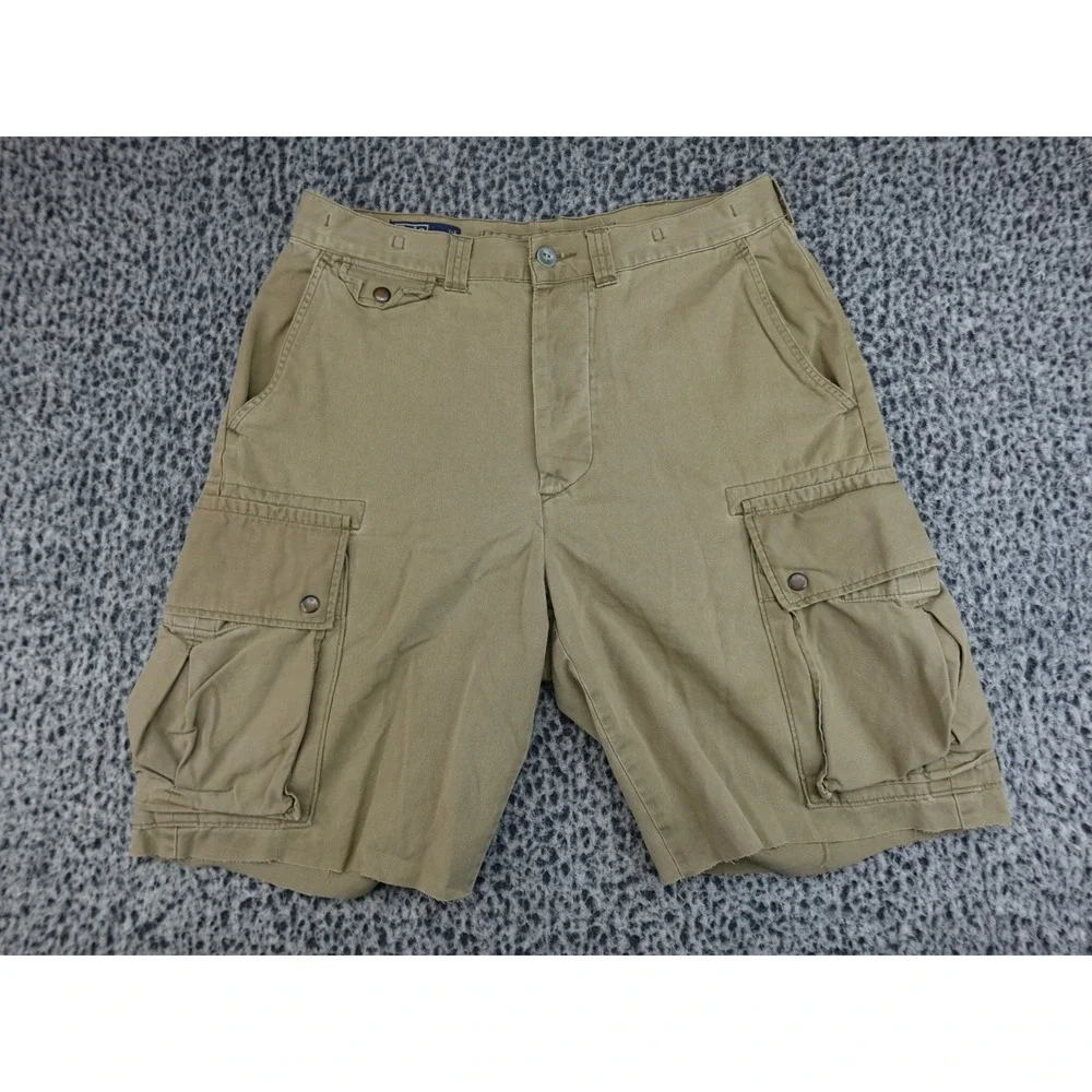 Polo Ralph Lauren Cargo Shorts Mens 34 Khaki‎ Tan Raw Hem Utility Twill